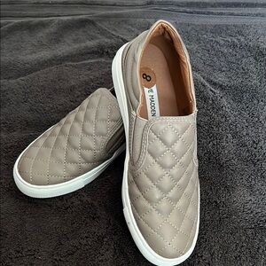 Steve Madden Taupe Quilted Slip-Ons